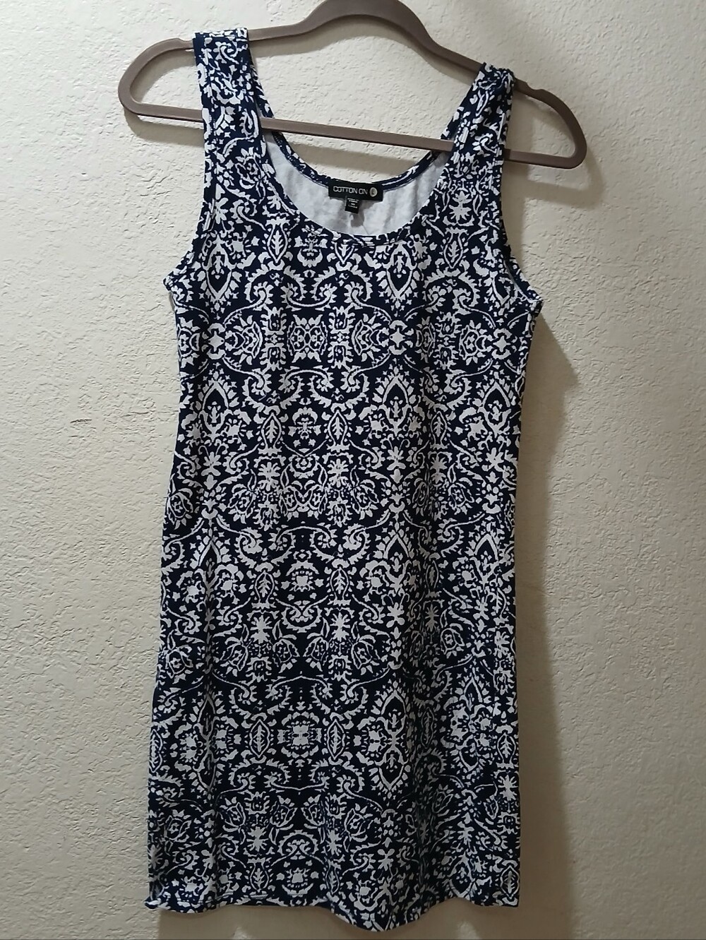 Cotton On nwot size L Navy & White Patterned Tank Dress